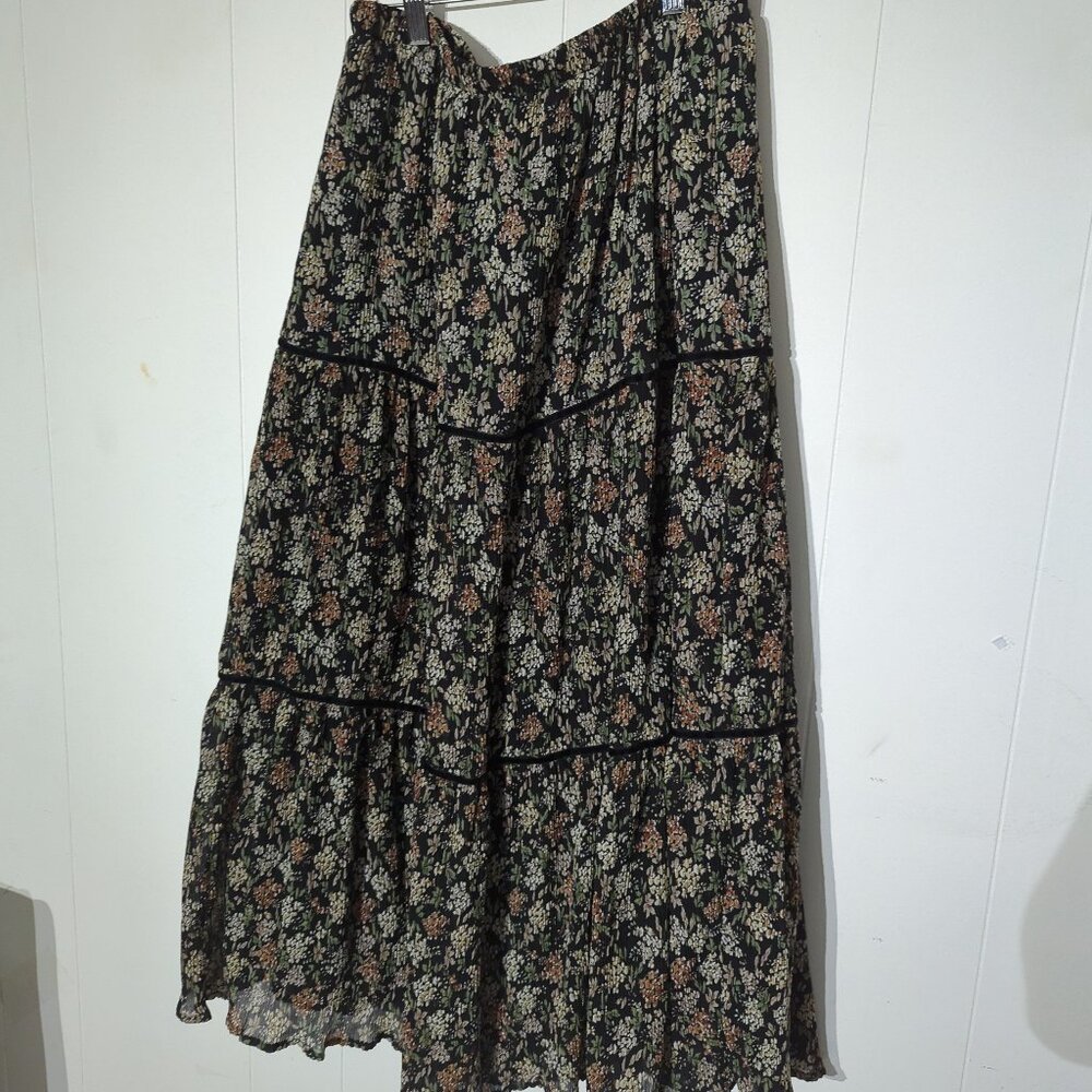 The Norway Club Black Floral Long Skirt Women - Size L #E